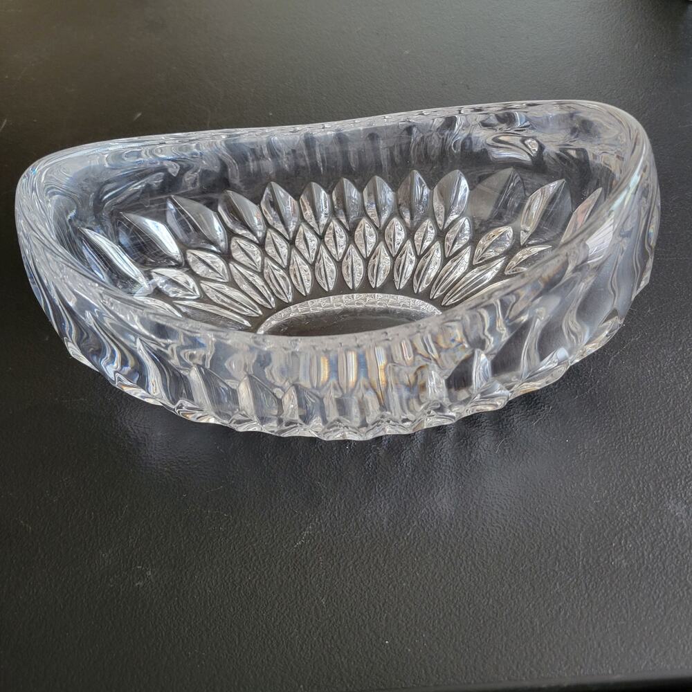 Vintage Gorham‎ Canoe Shaped Heavy Crystal Bowl Candy Althea Pattern Hand Cut